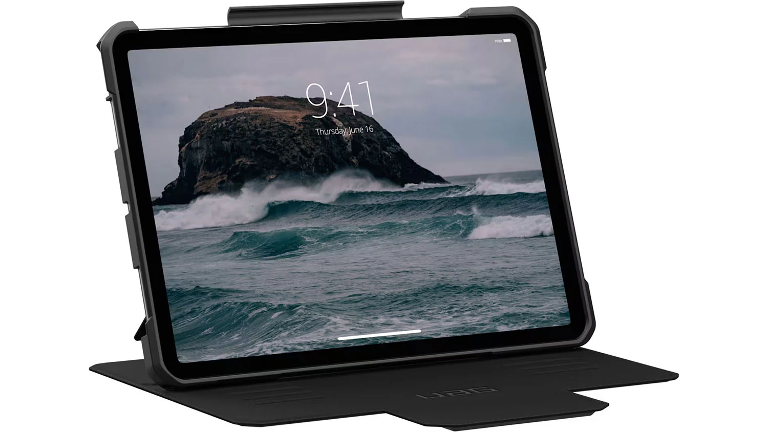 iPad v pouzdru UAG Metropolis SE iPad Air 11'' (2025) složeném do stojánku