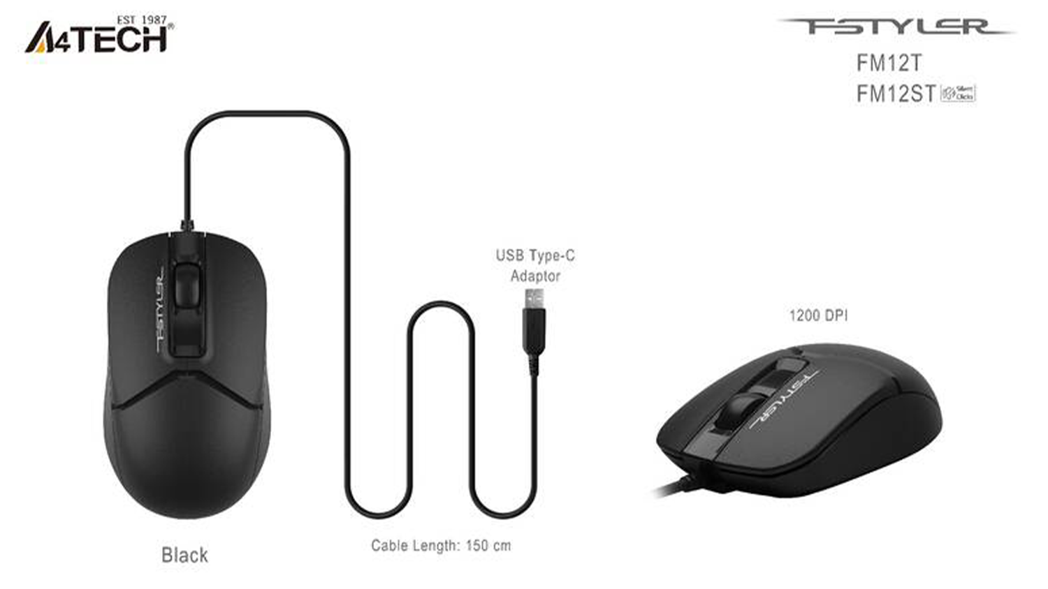 PC myš A4Tech Fstyler FM12ST s vizualizáciou funkcií