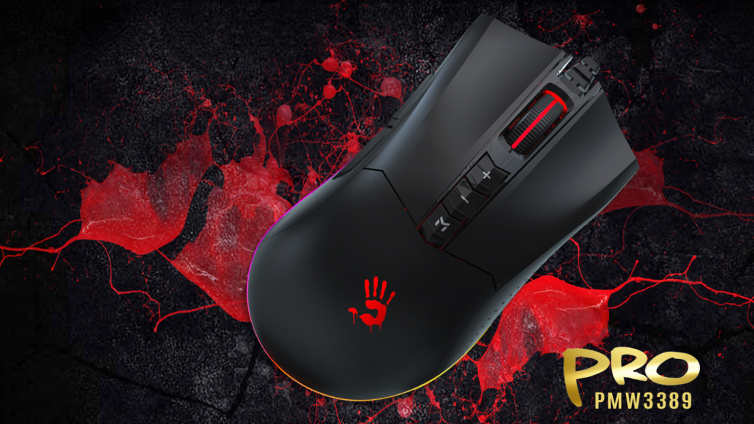 Výkonný optický senzor Pro 3389 hernej myši A4Tech Bloody ES9 Pro