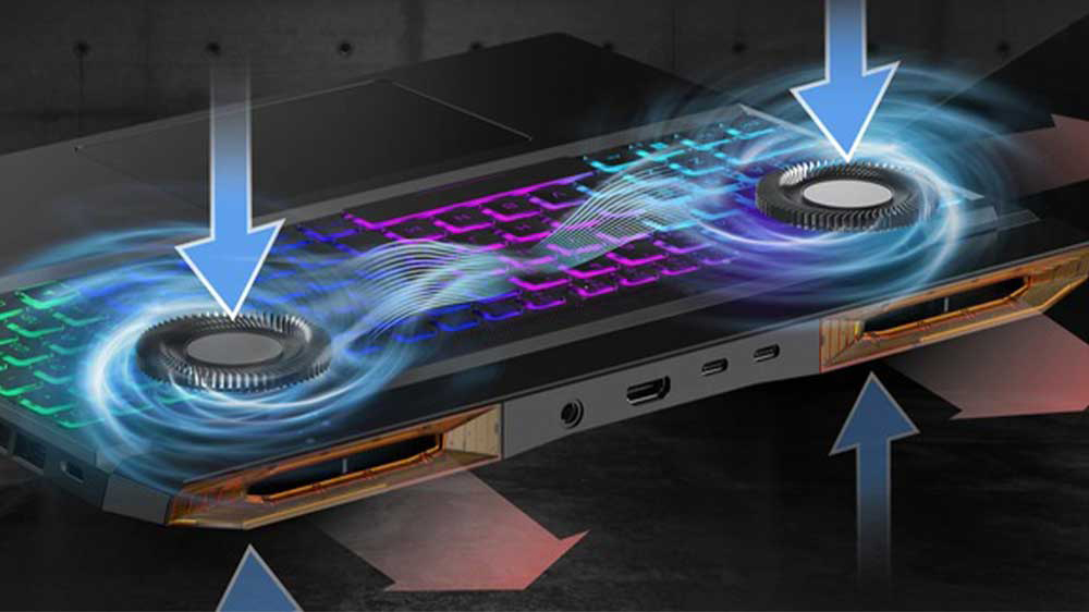 Znázornění chlazení notebooku Acer Nitro V 16 NH.QP1EC.003_05