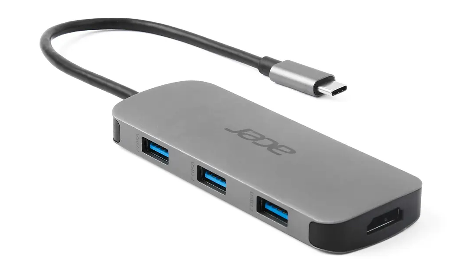Acer Dokovací stanice 7in1 Type C stříbrná šikmý horní pohled