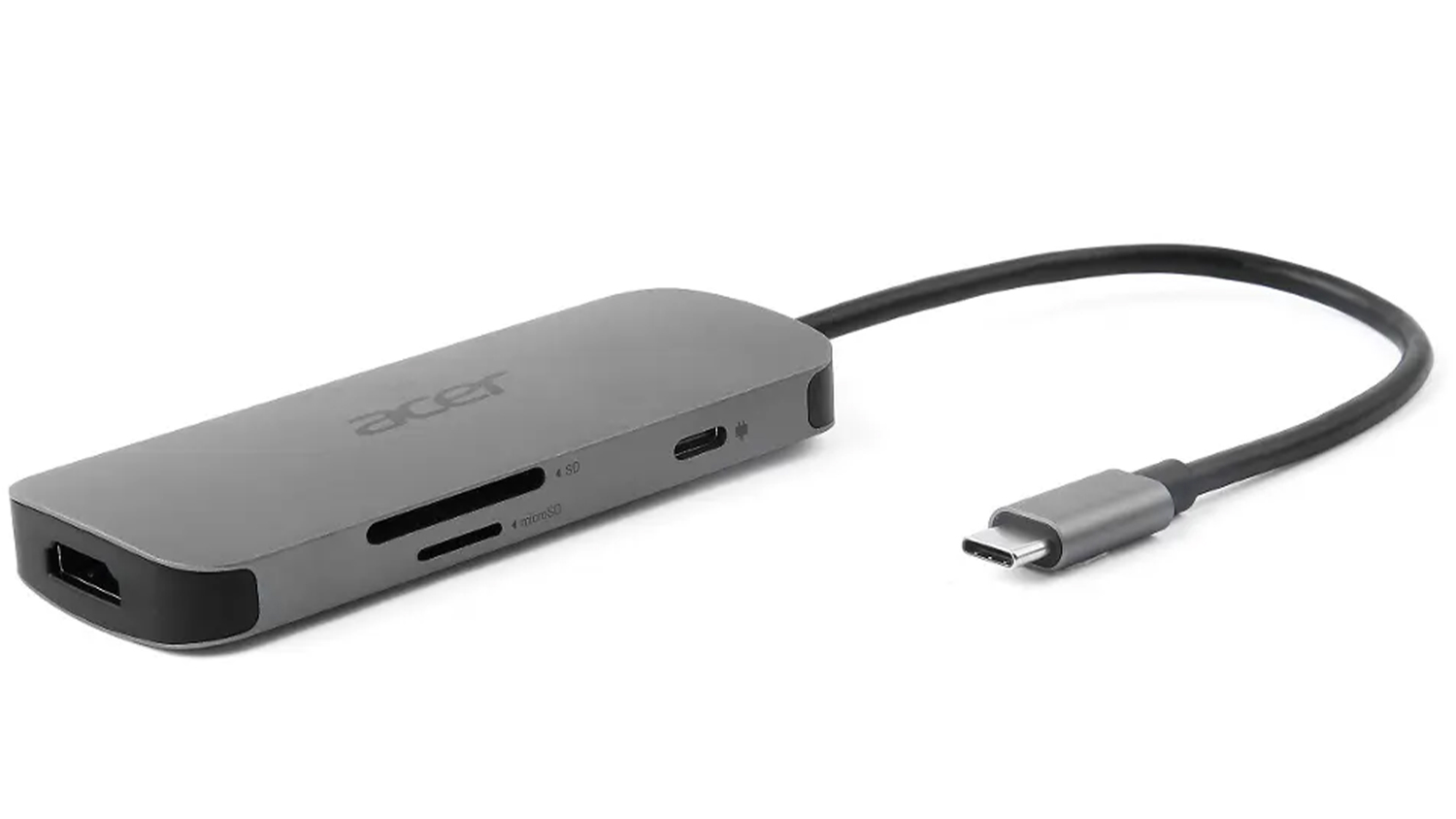 Acer Dokovací stanice 7in1 Type C stříbrná boční pohled