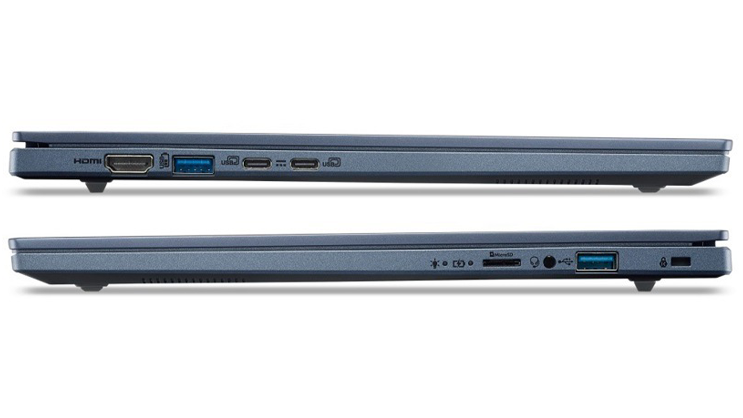 Pohled ze stran na porty notebooku Acer Aspire 14 AI A14-11M-X6R7