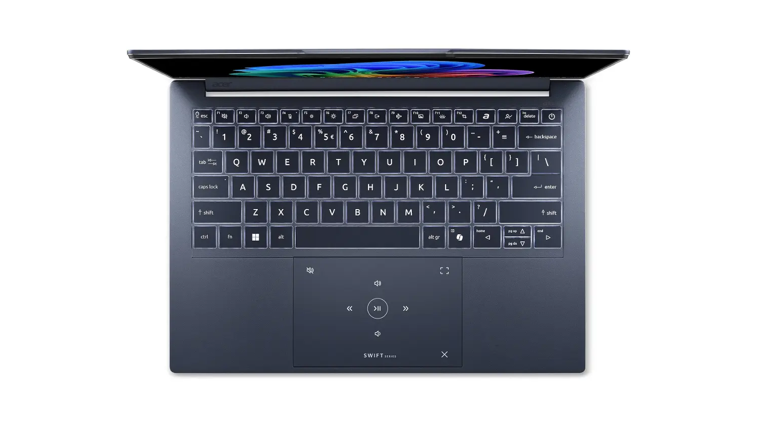 Pohľad zo strany na notebook Acer Swift Go 14 AI