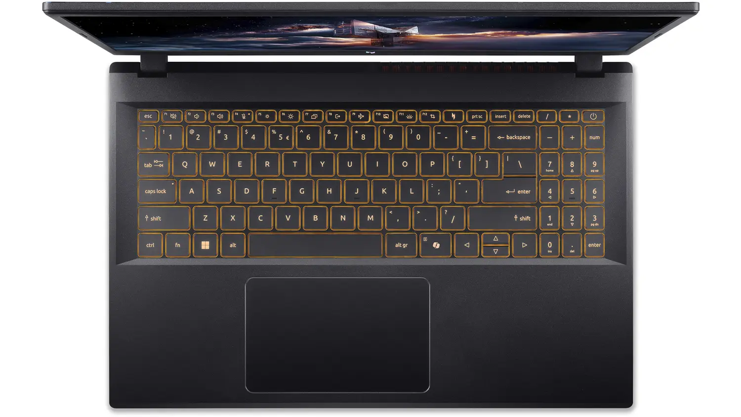 Pohľad na klávesnicu notebooku Acer Nitro V 15
