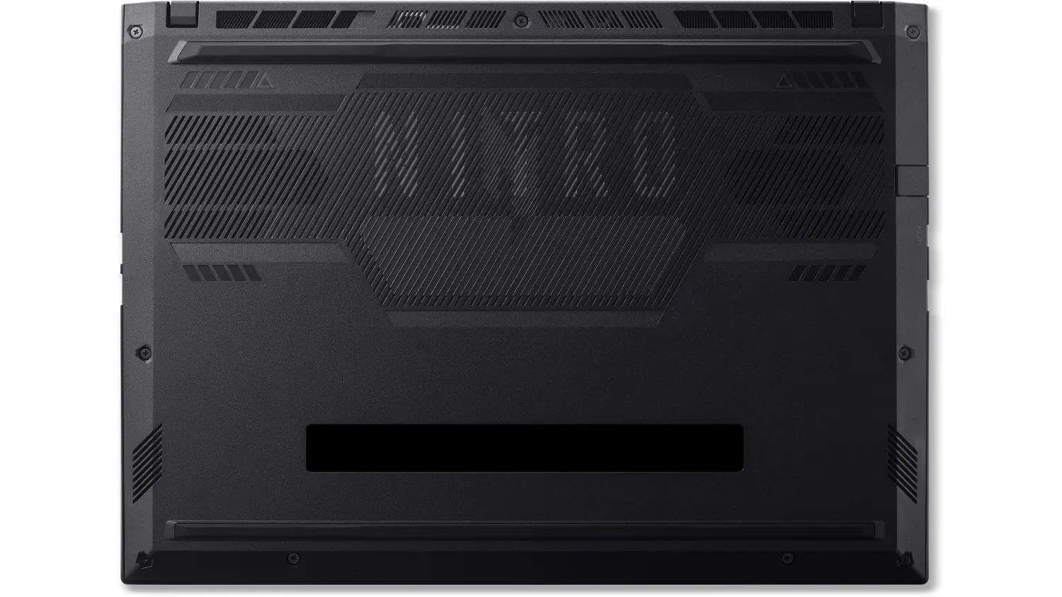 Pohľad zospodu na notebook Acer Nitro V 16