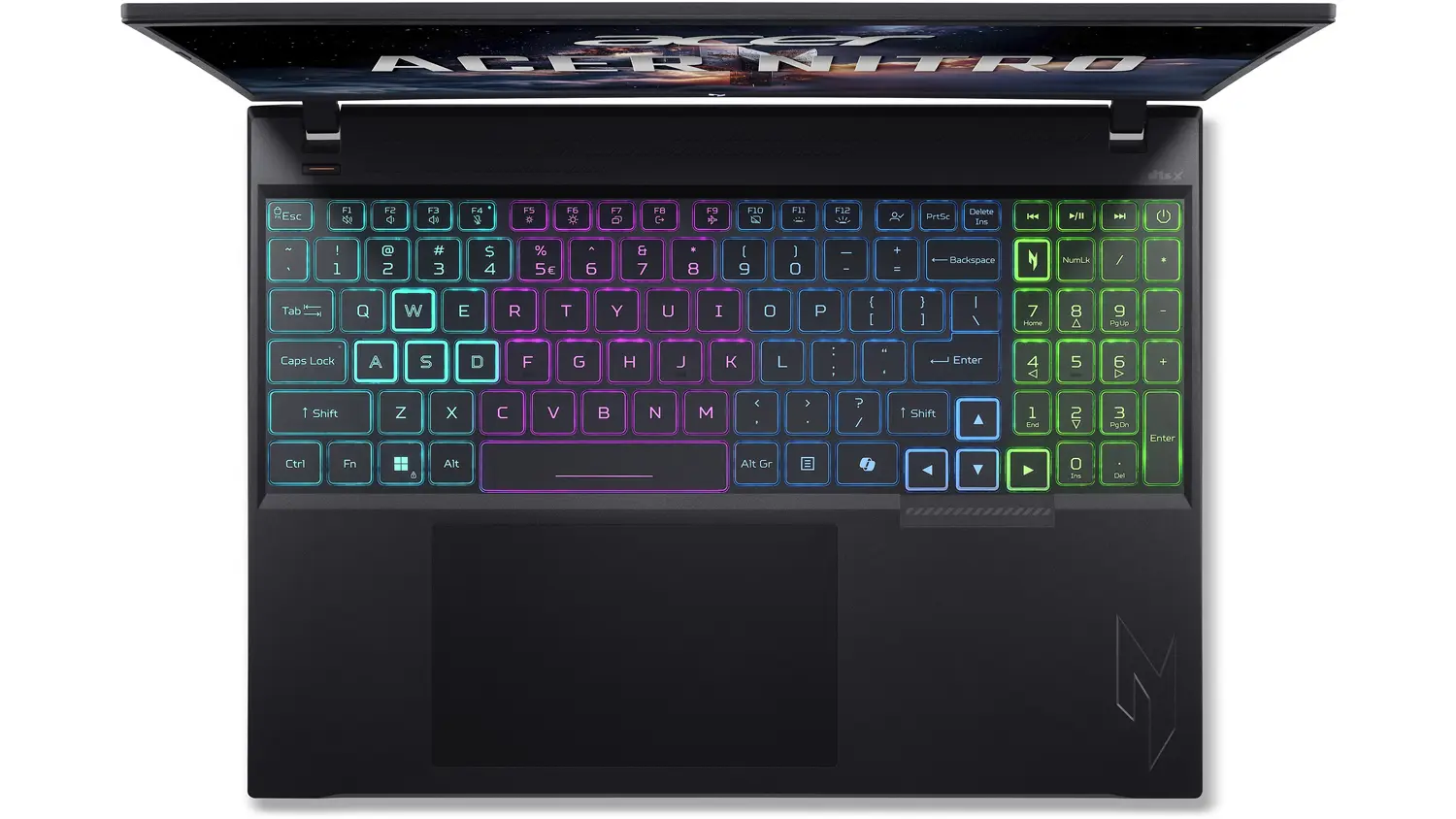 Pohľad na klávesnicu notebooku Acer Nitro V 16
