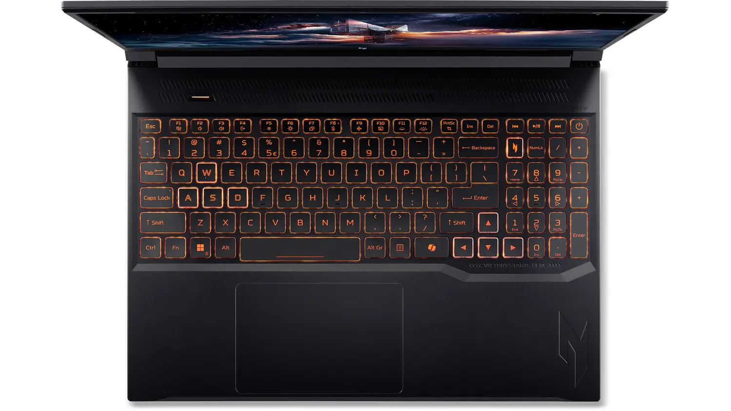 Pohľad na klávesnicu notebooku Acer Nitro V 16