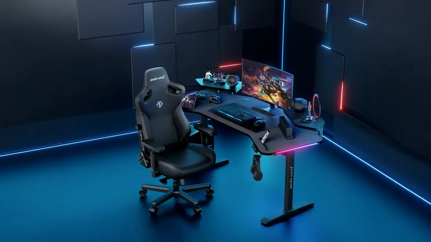 Hern&iacute; stůl Anda Seat Shadow Warrior Black s v&yacute;bavou