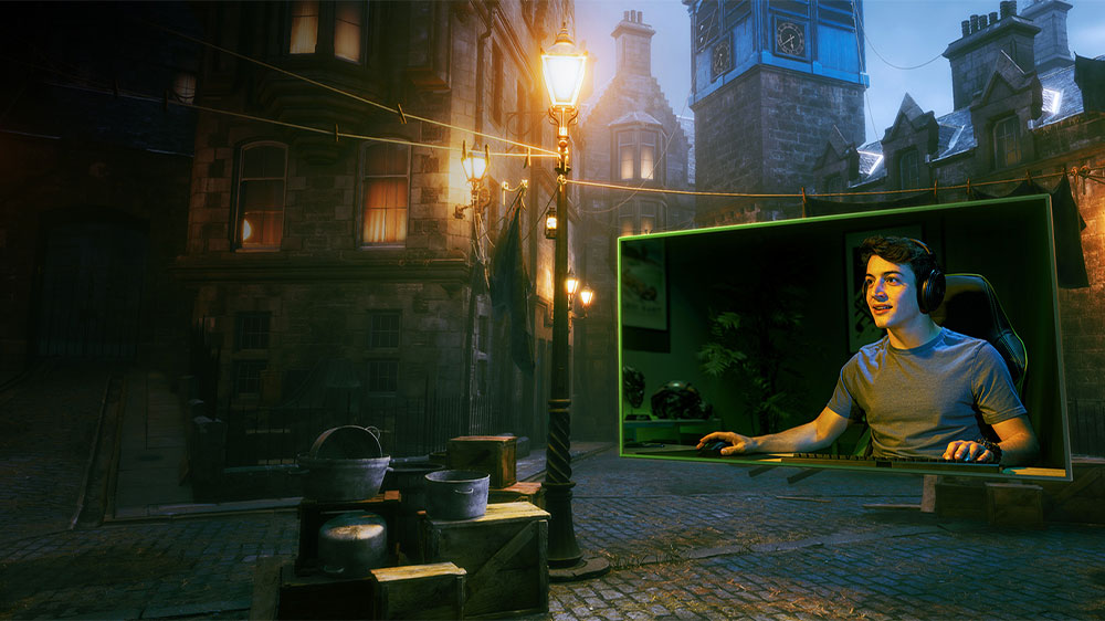 Mladý hráč hraje hru na počítači s grafickou kartou NVIDIA_03