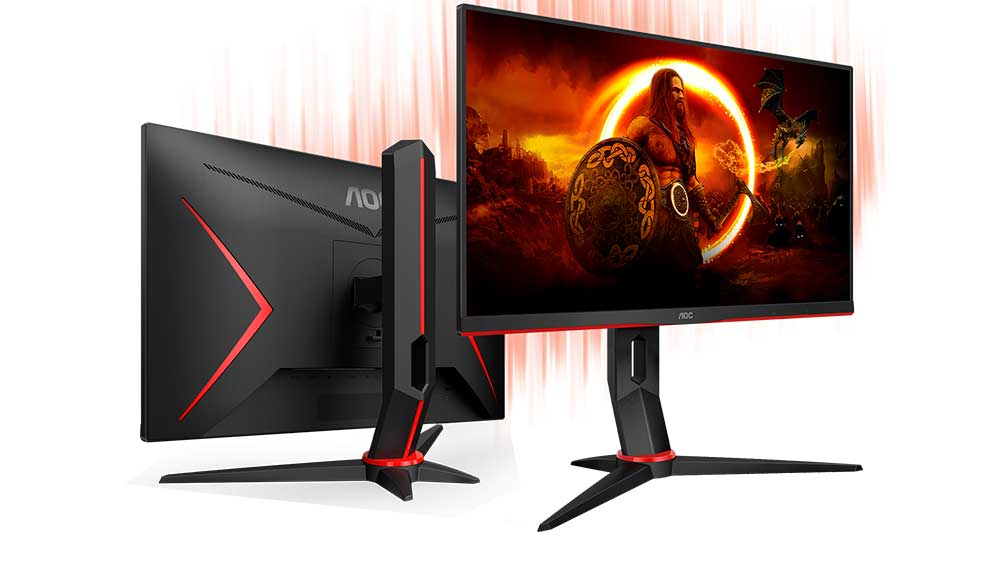 Pohled na monitor AOC Q24G2A/BK zezadu i zepředu_02