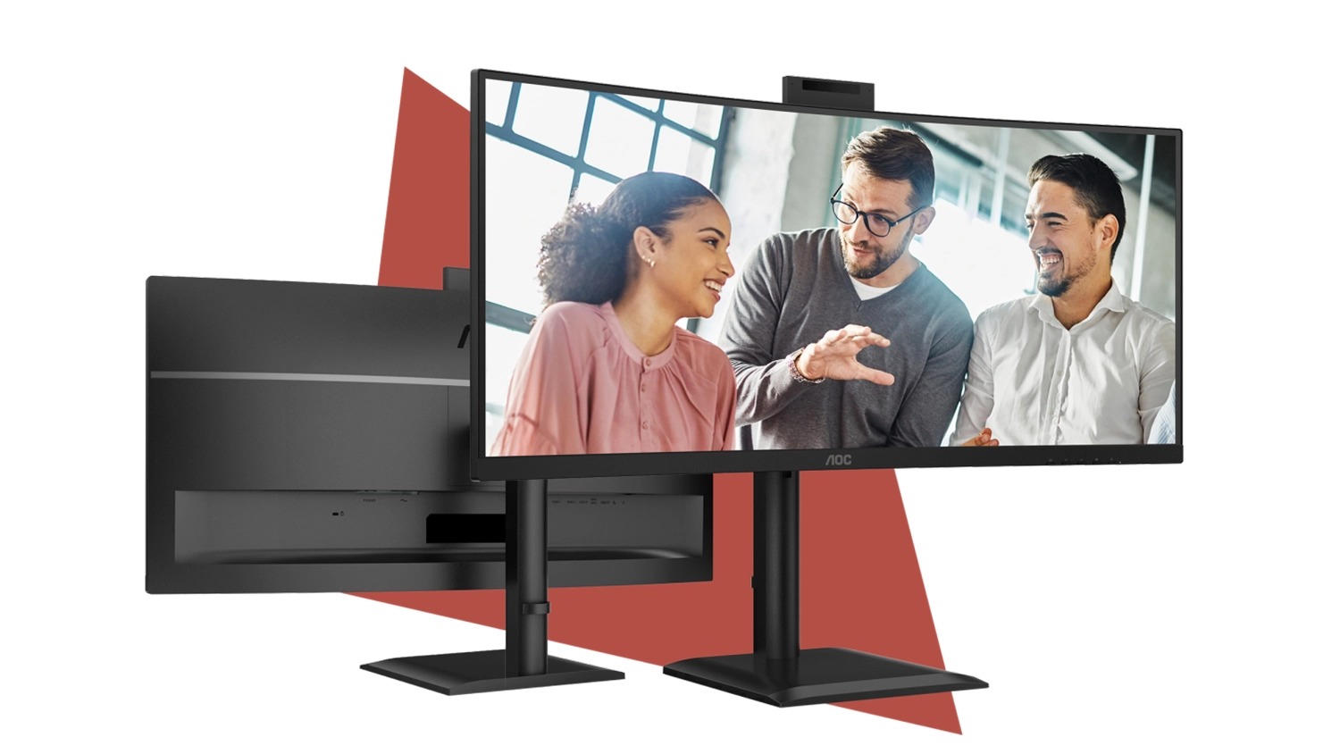 Dva monitory AOC CU34E4CW