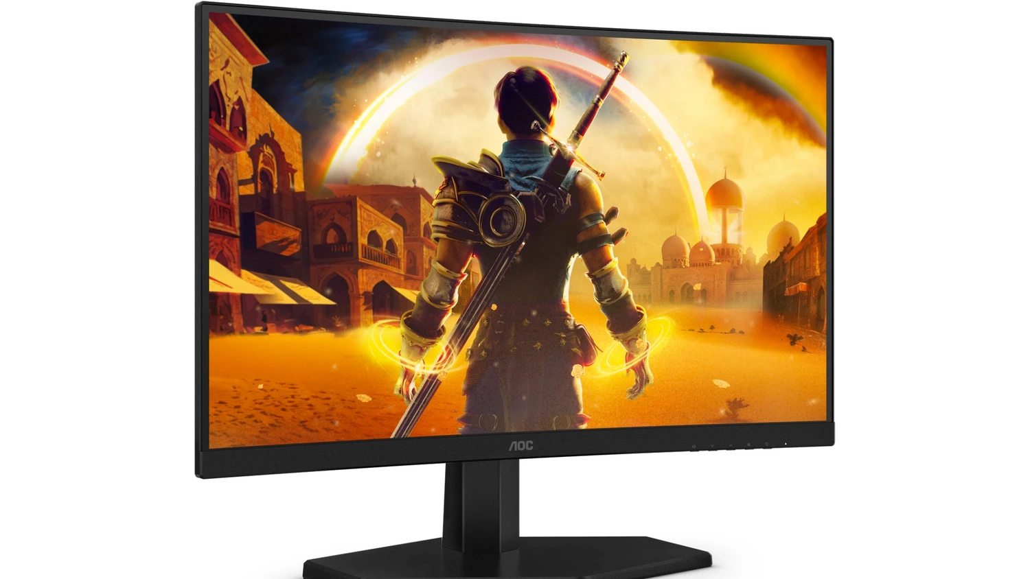 Pohled šikmo zepředu na monitor AOC Gaming C24G42FE