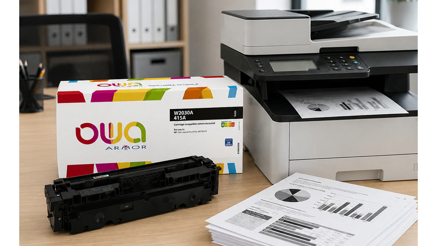 Alternativní toner Armor OWA W2030A černý demonstruje kvalitní tisk a ekonomické využití při běžném použití