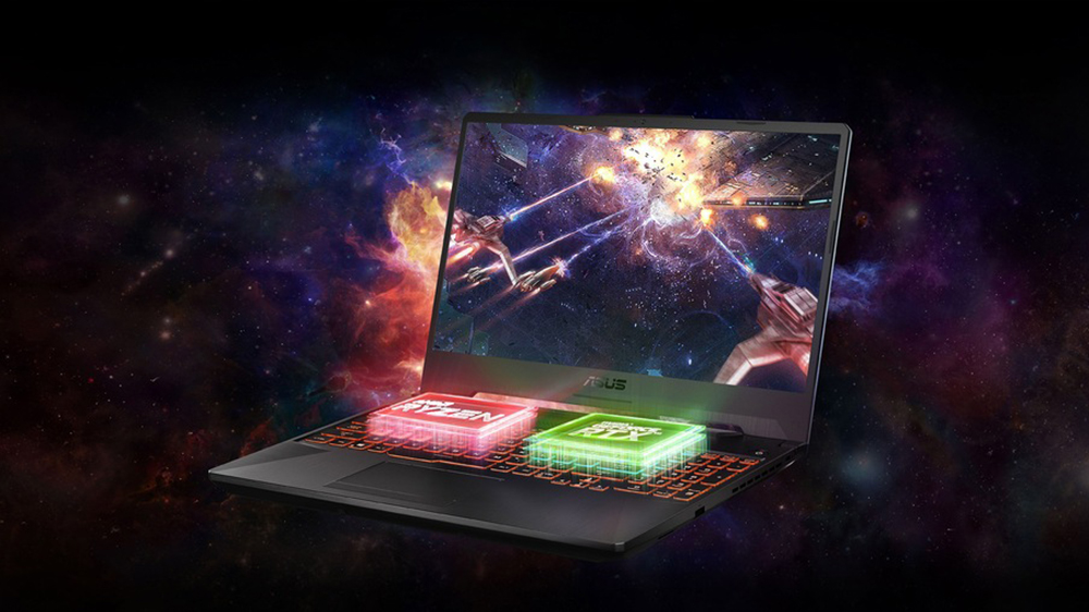 Notebook Asus s procesorem AMD Ryzen a grafikou NVIDIA GeForce RTX a spuštěná akční hra_02
