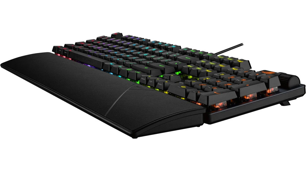 Herní klávesnice ASUS ROG Strix Scope II s opěrkou zápěstí z boku_03