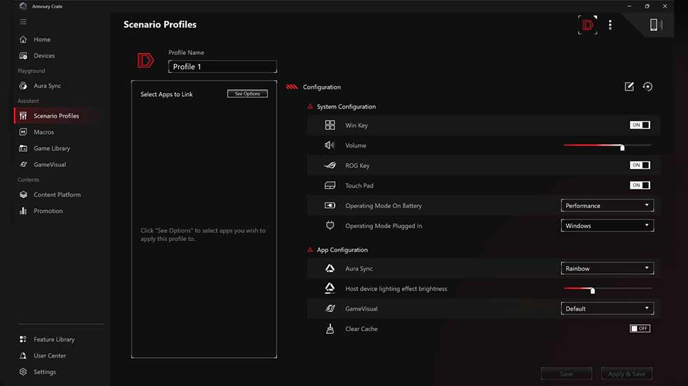 Aplikace Armoury Crate na notebooku Asus ROG Strix G16 G615LW-NEBULA007_07