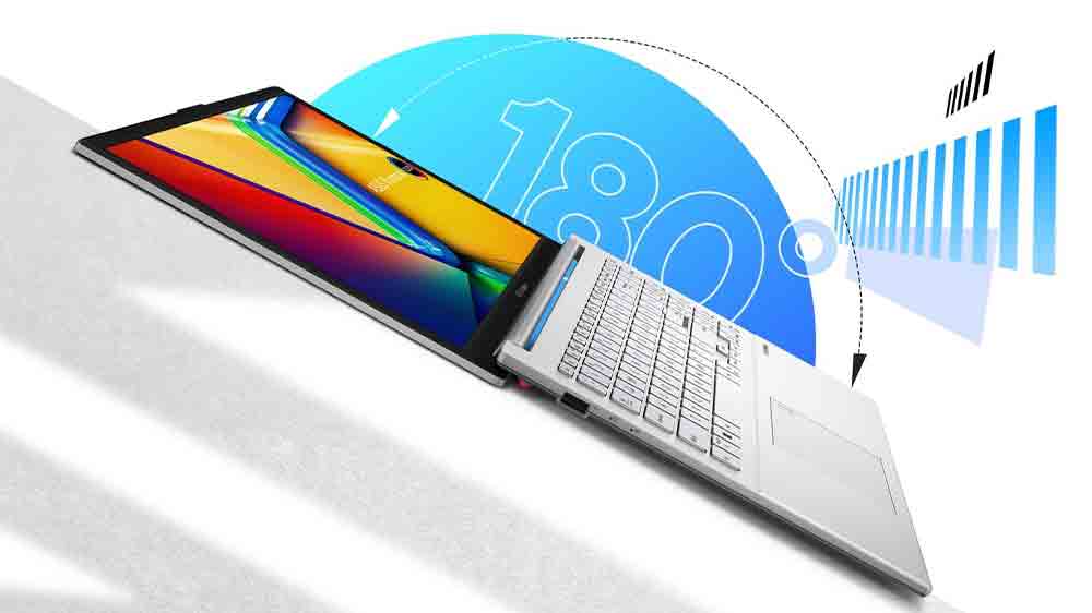 Notebook ASUS Vivobook Go 15 rozevřen na 180_04