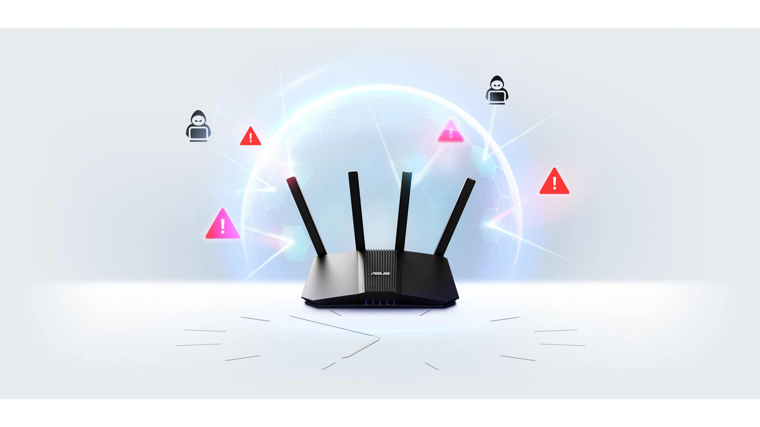 WiFi router ASUS RT-BE82U s vizualizáciou ochrany
