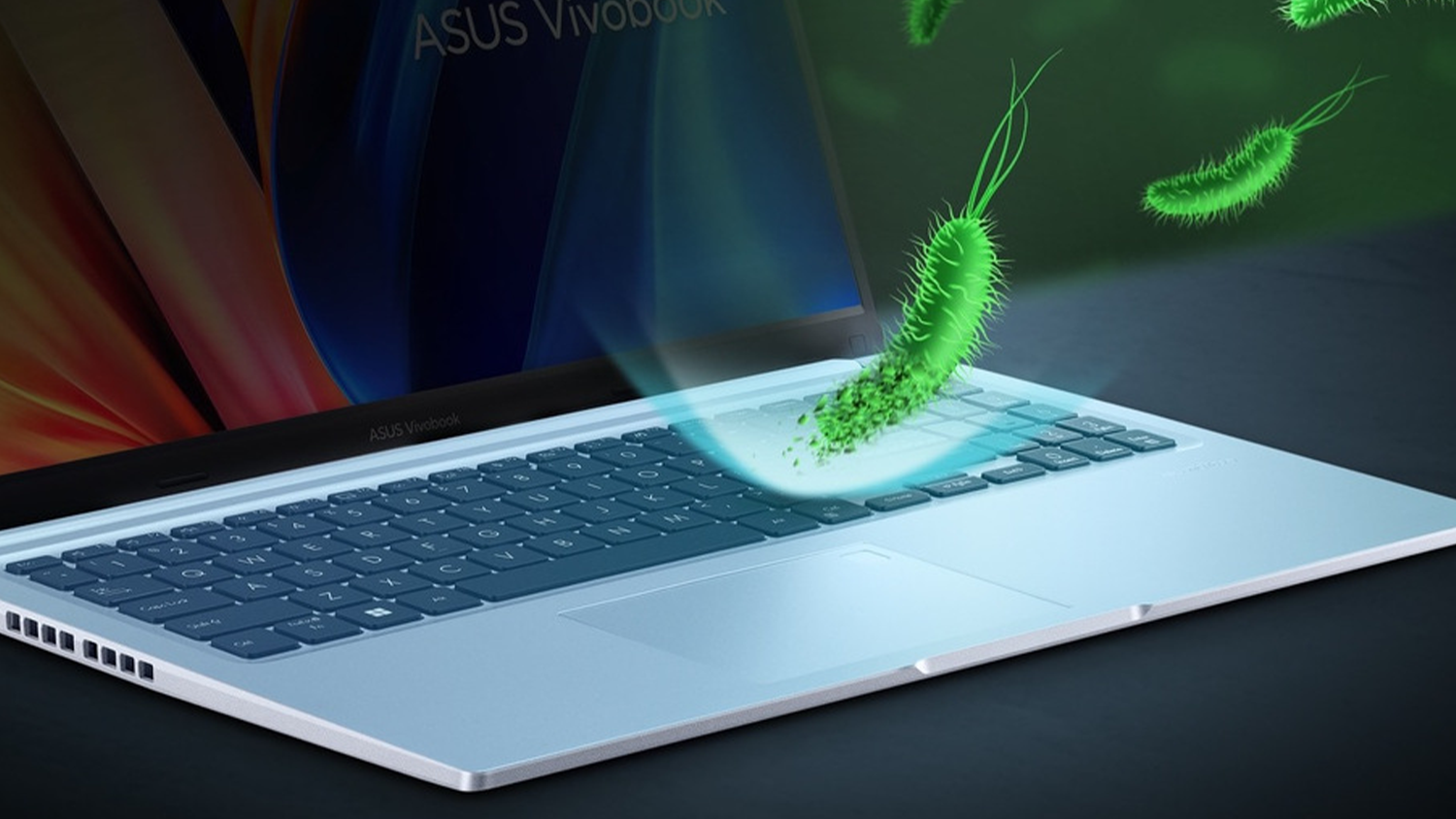 Bakterie letící na notebooku ASUS Vivobook 15