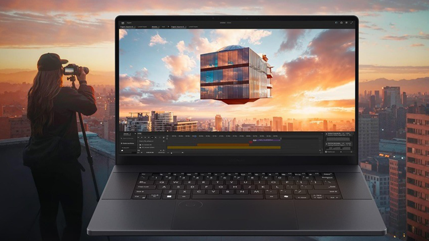 Notebook ASUS ProArt P16 s rozstříhaným videem