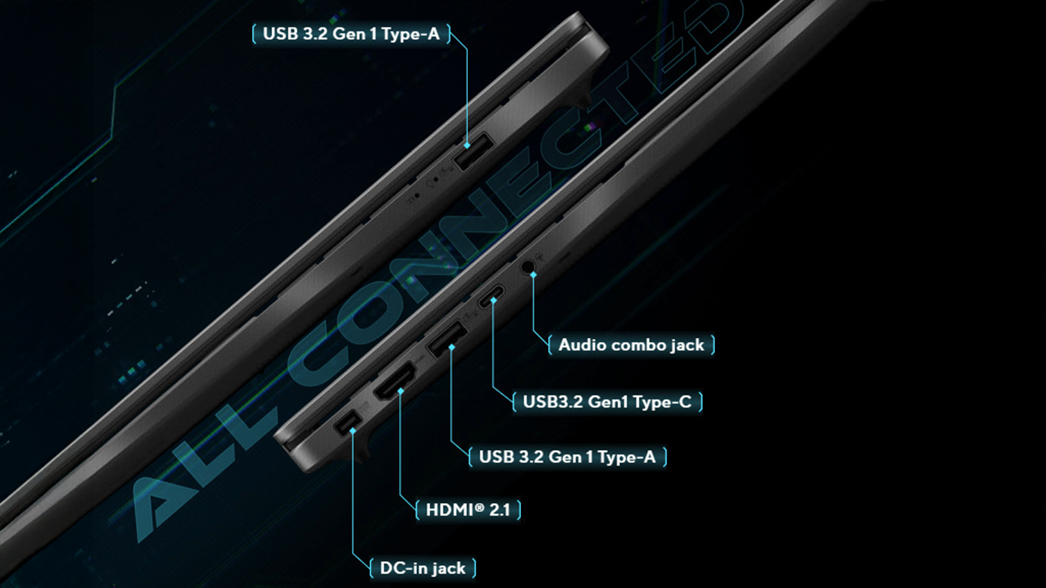 Konektory notebooku ASUS Vivobook Gaming V16