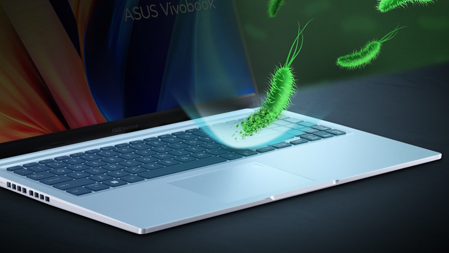 Bakterie letící na notebooku ASUS Vivobook 15