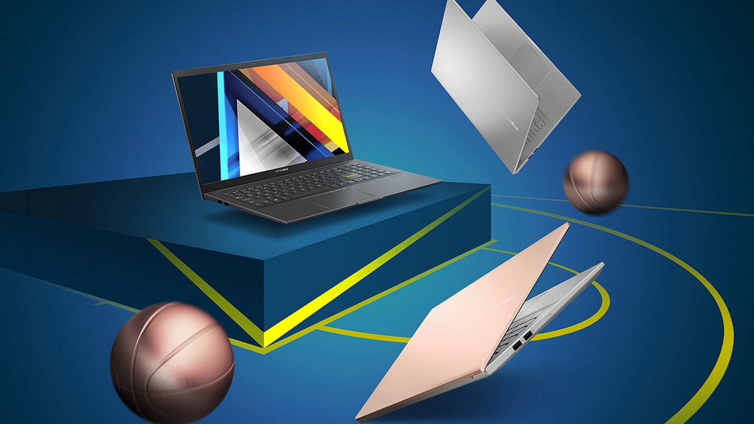 Modr&aacute; grafika s notebooky ASUS Vivobook 15