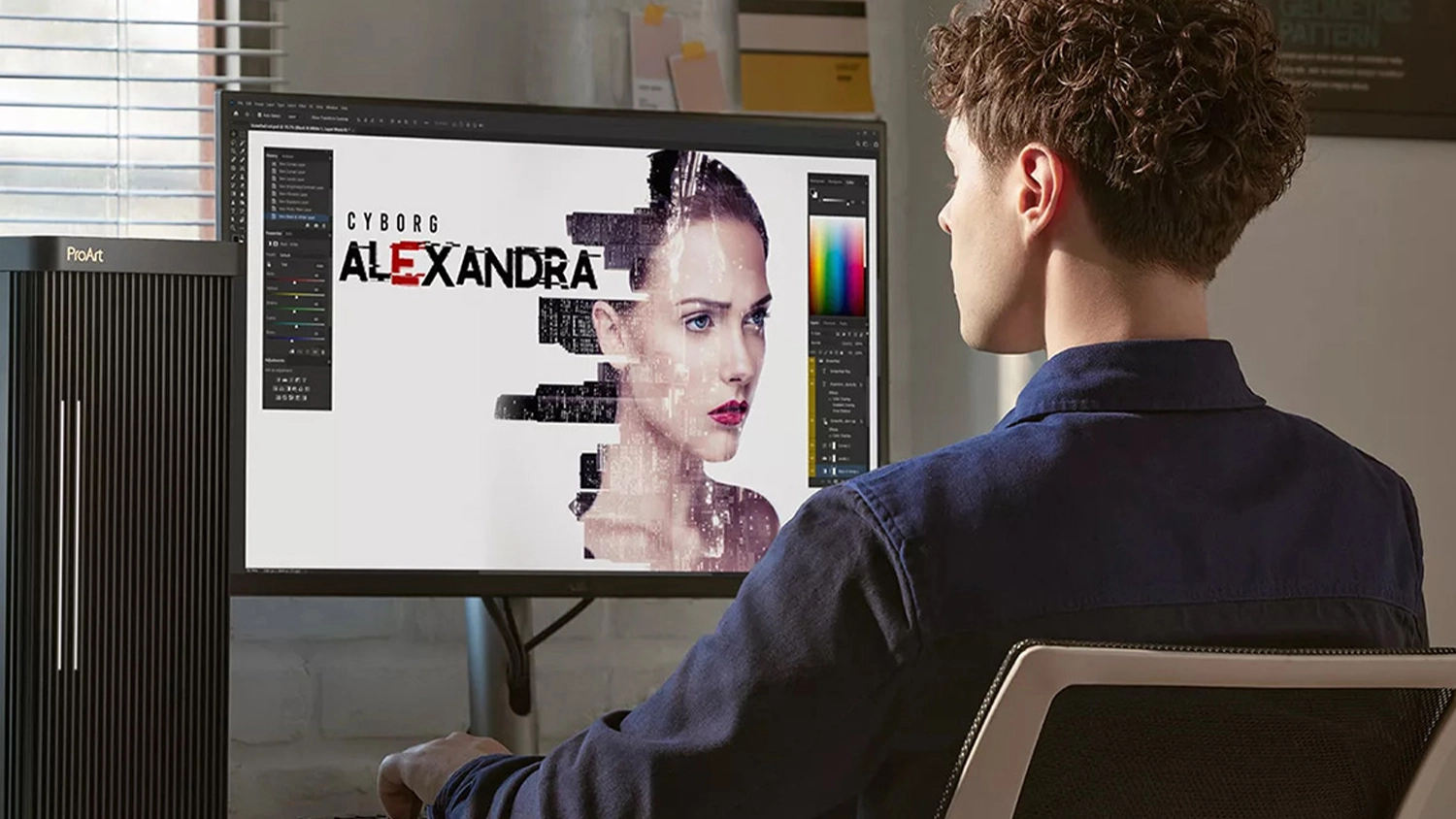 Muž tvoriaci grafiku