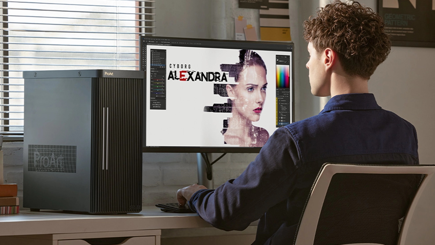 Grafik pracujúci na monitore ASUS ProArt 6K PA32QCV