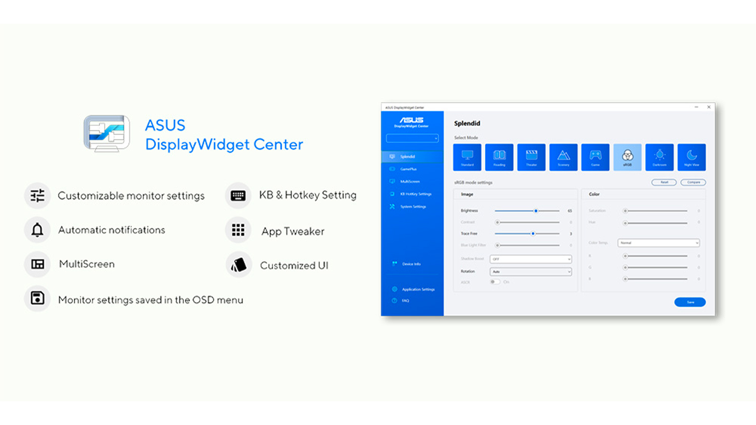 Rozhranie aplikácie DisplayWidget Center