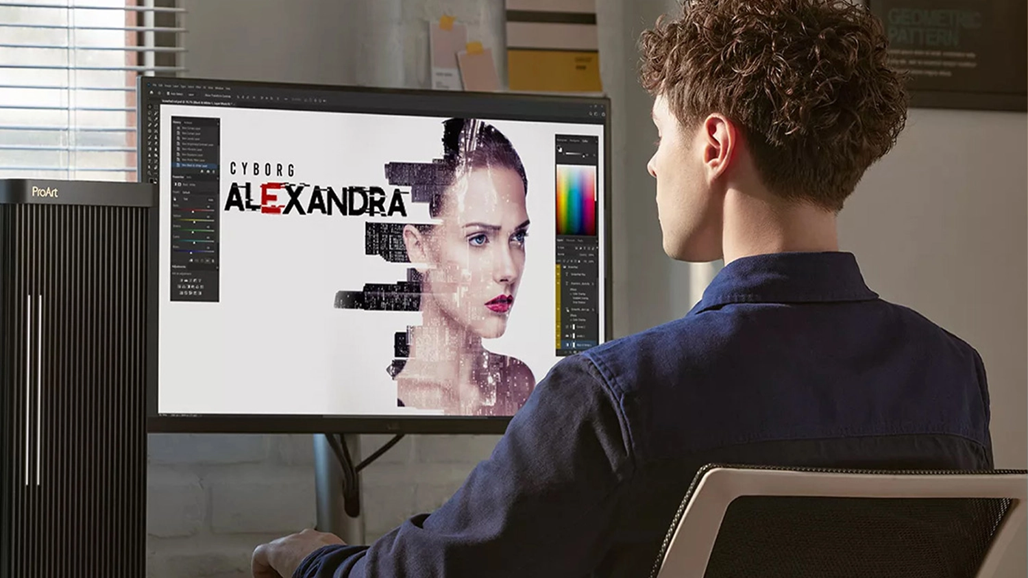 Muž tvoriaci grafiku