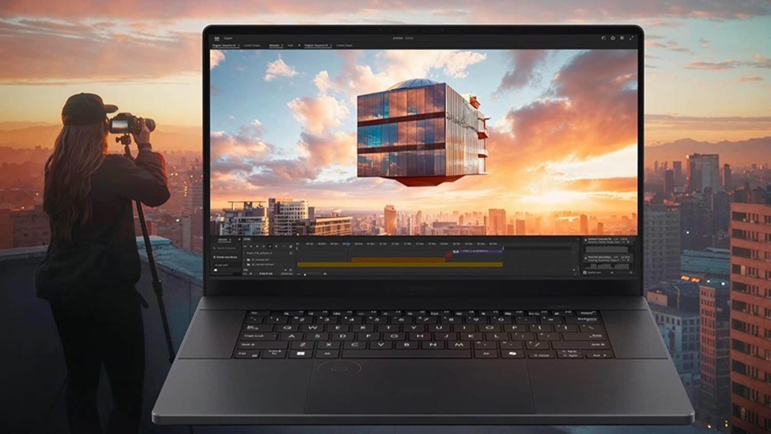 Notebook ASUS ProArt P16 s rozstříhaným videem