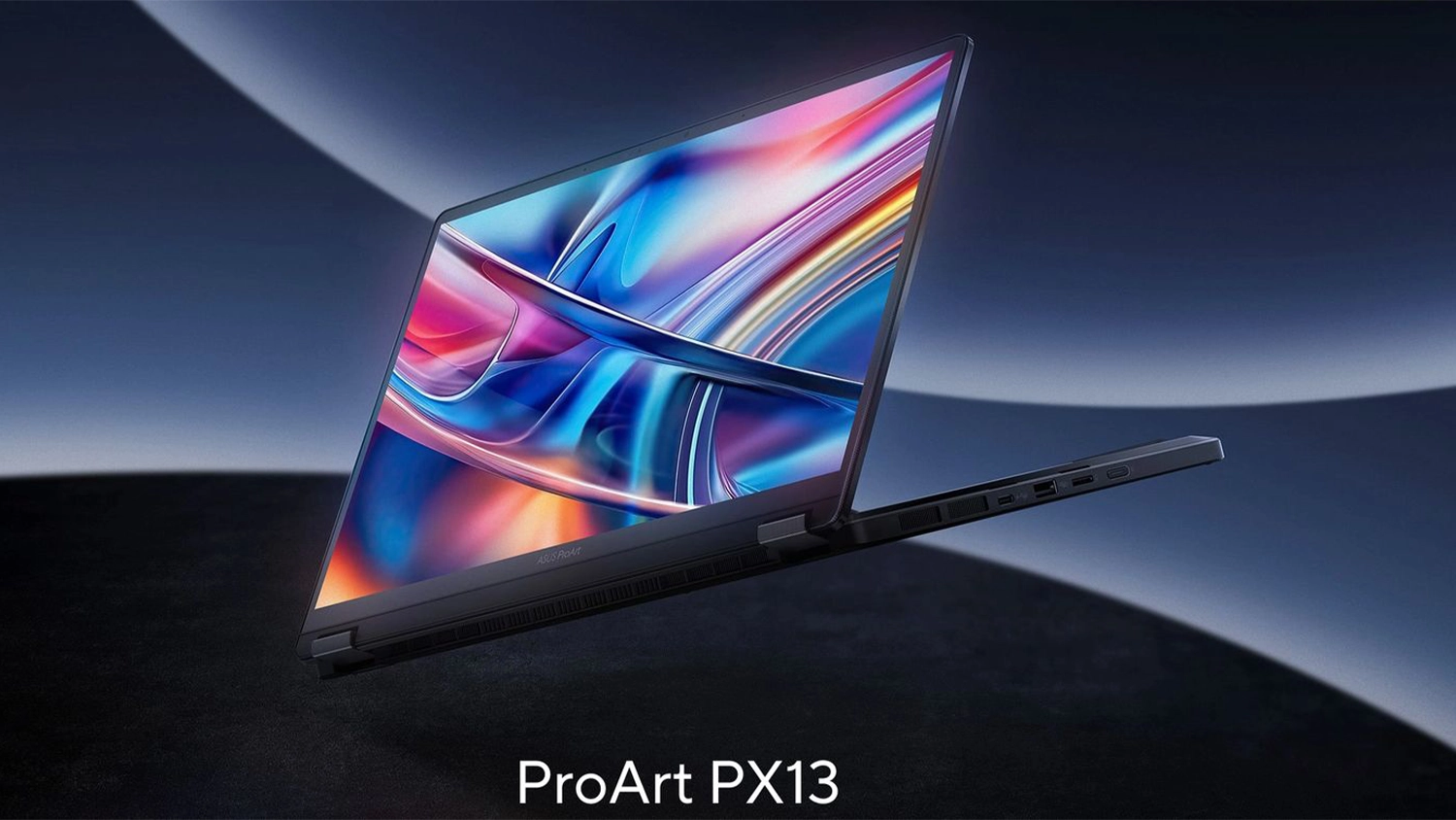Notebook ASUS ProArt PX13 na barevném pozadí