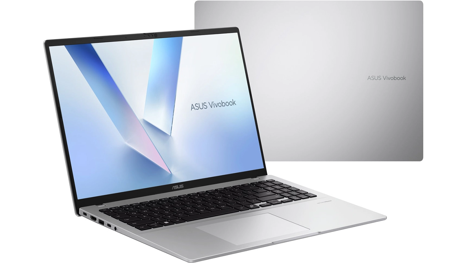 Pohled šikmo zepředu a na kryt notebooku Asus Vivobook 16
