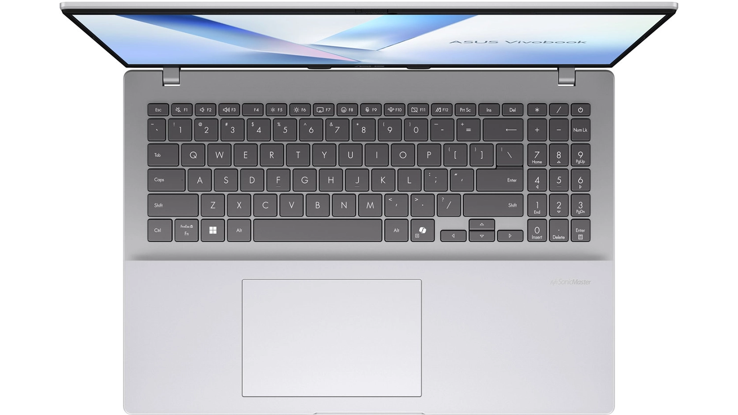 Pohled na klávesnici notebooku Asus Vivobook 16