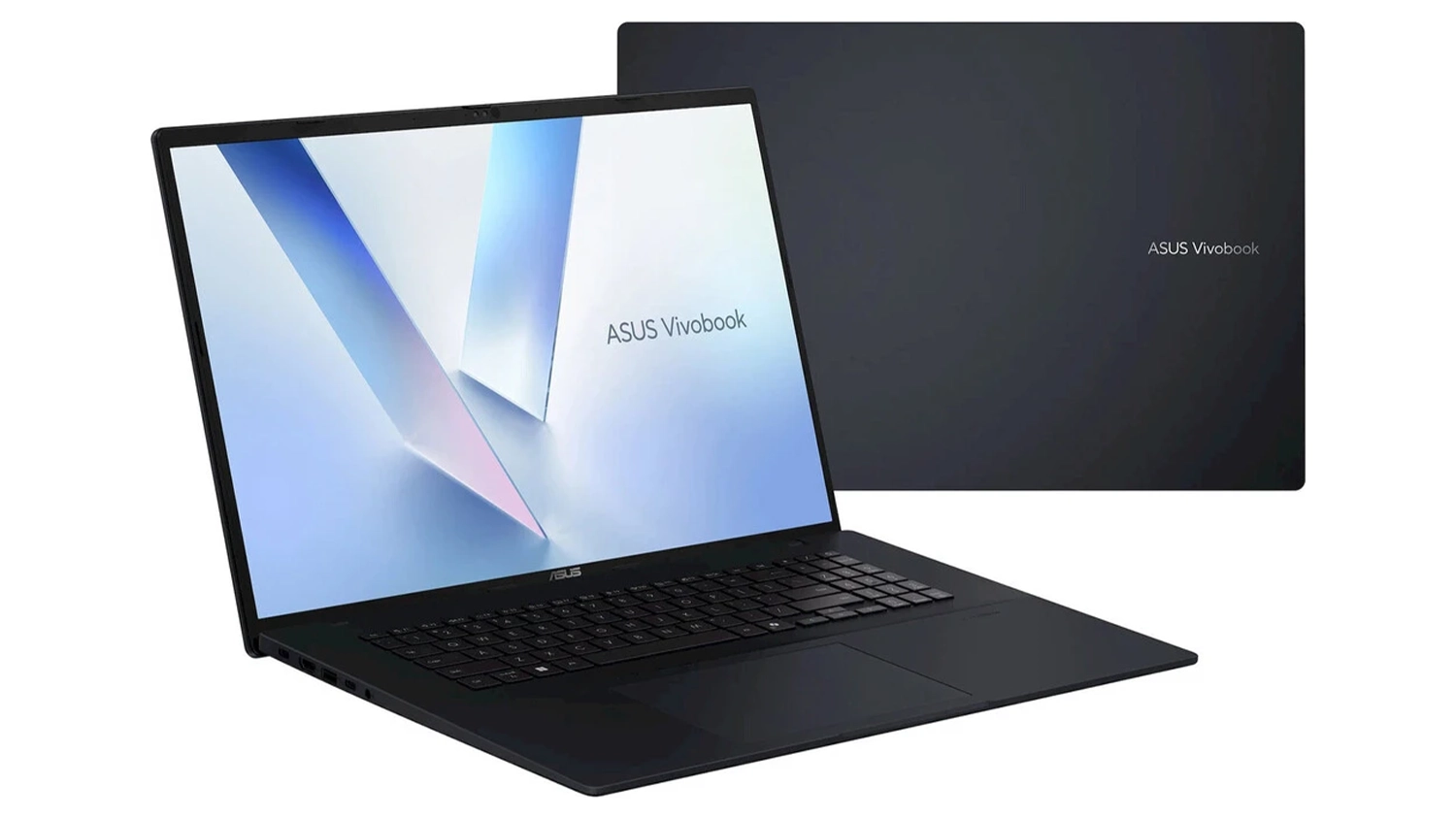 Pohled šikmo ze strany a kryt notebooku Asus Vivobook 18