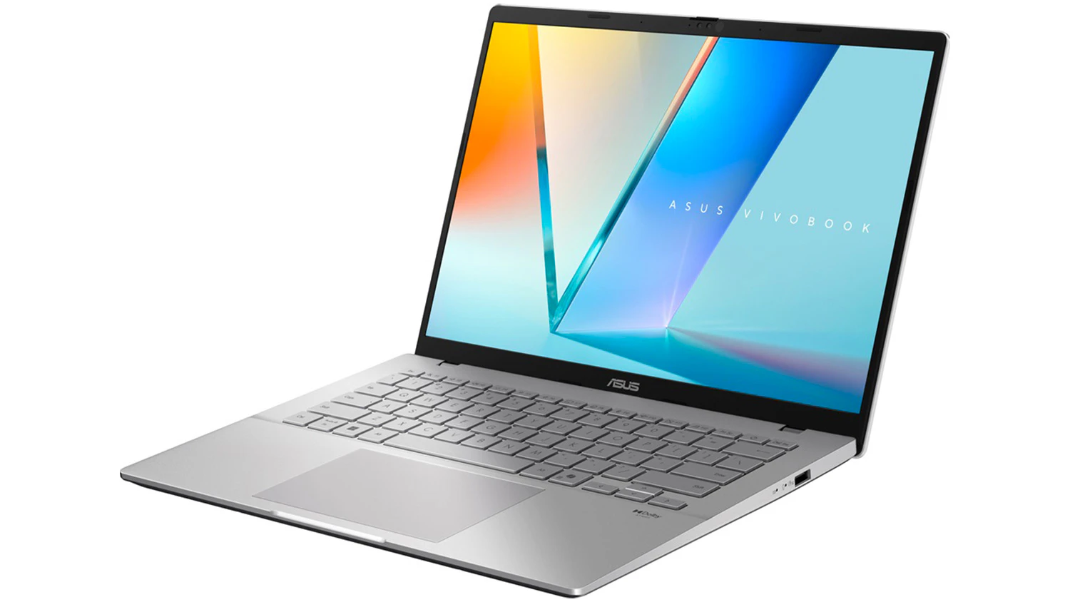 Pohled šikmo zepředu na notebook Asus Vivobook S14