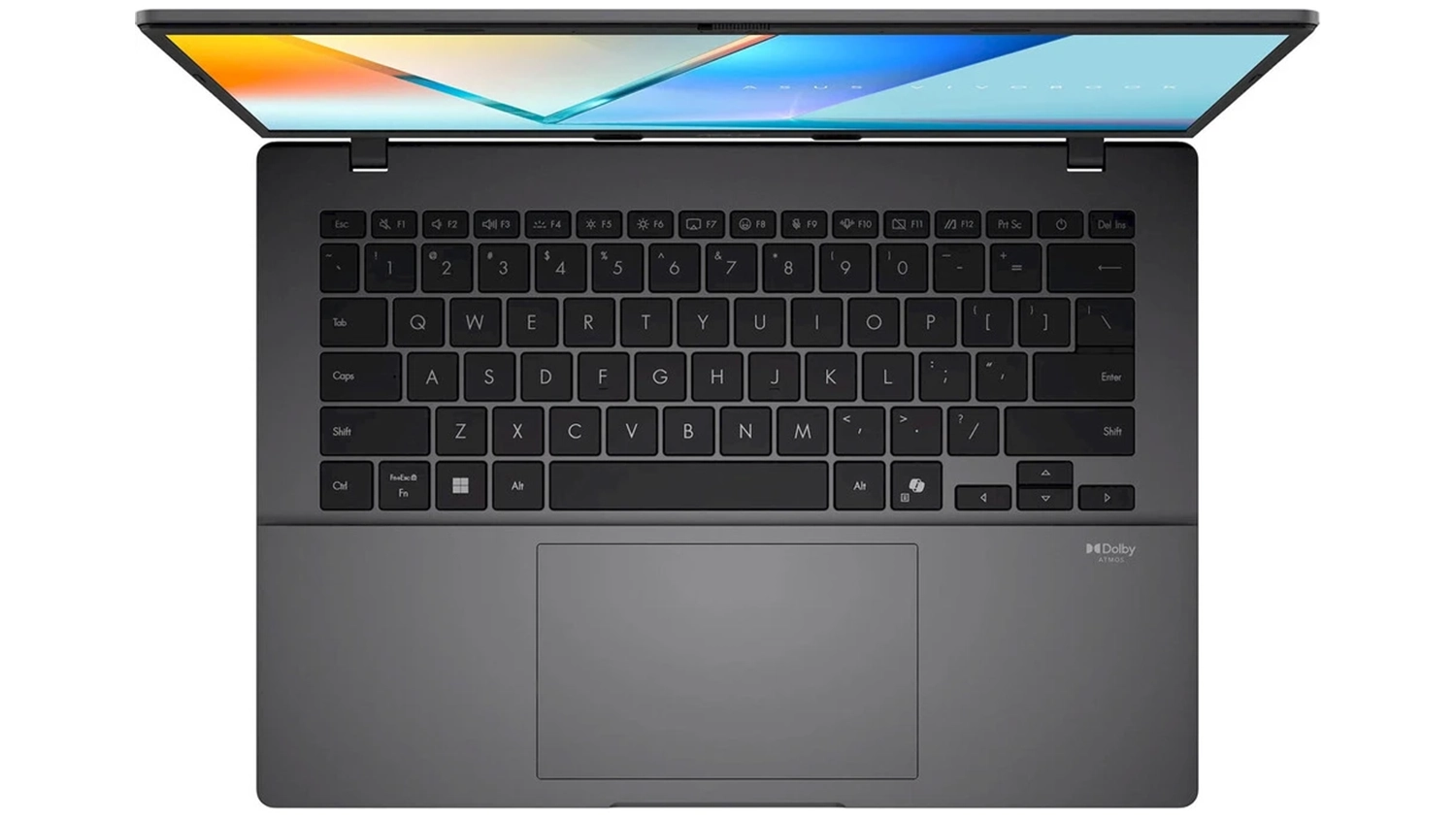 Pohled na klávesnici notebooku Asus Vivobook S14