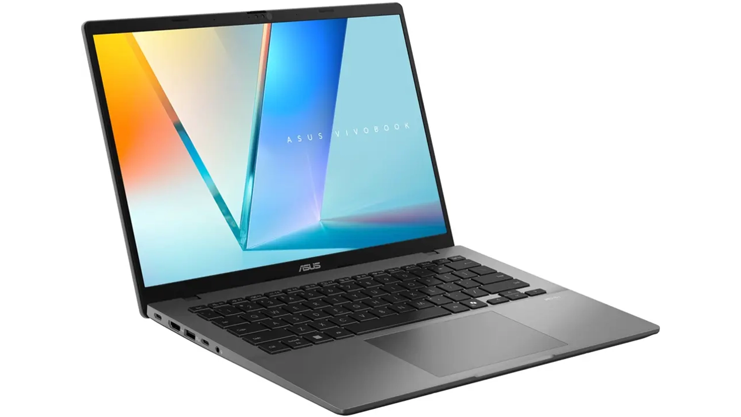 Pohled šikmo zepředu na notebook Asus Vivobook S14