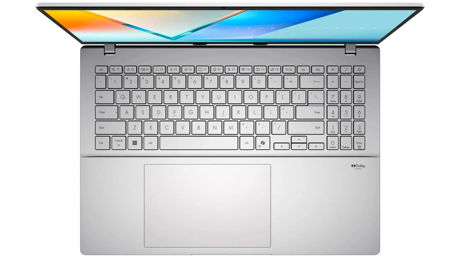 Pohled na klávesnici notebooku Asus Vivobook S16