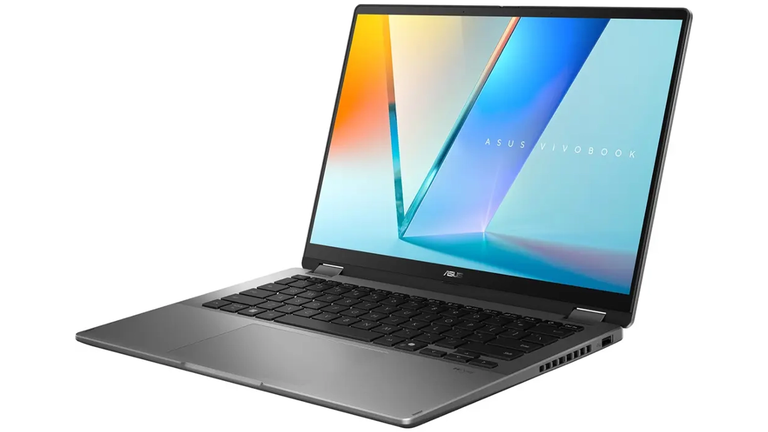 Pohled šikmo zepředu na notebook Asus Vivobook S16