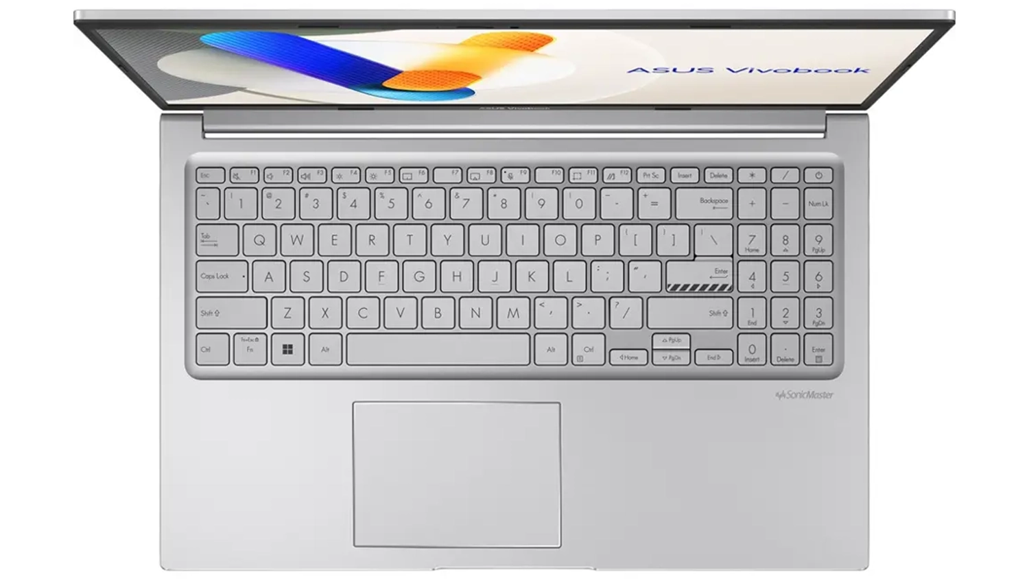 Pohľad na klávesnicu notebooku Asus Vivobook 15