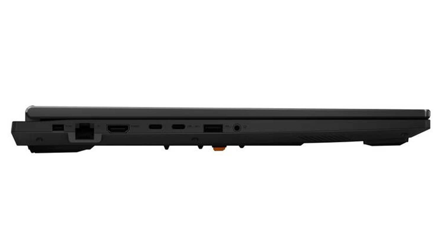 Pohľad zboku na zatvoren&yacute; notebook Asus TUF Gaming A18