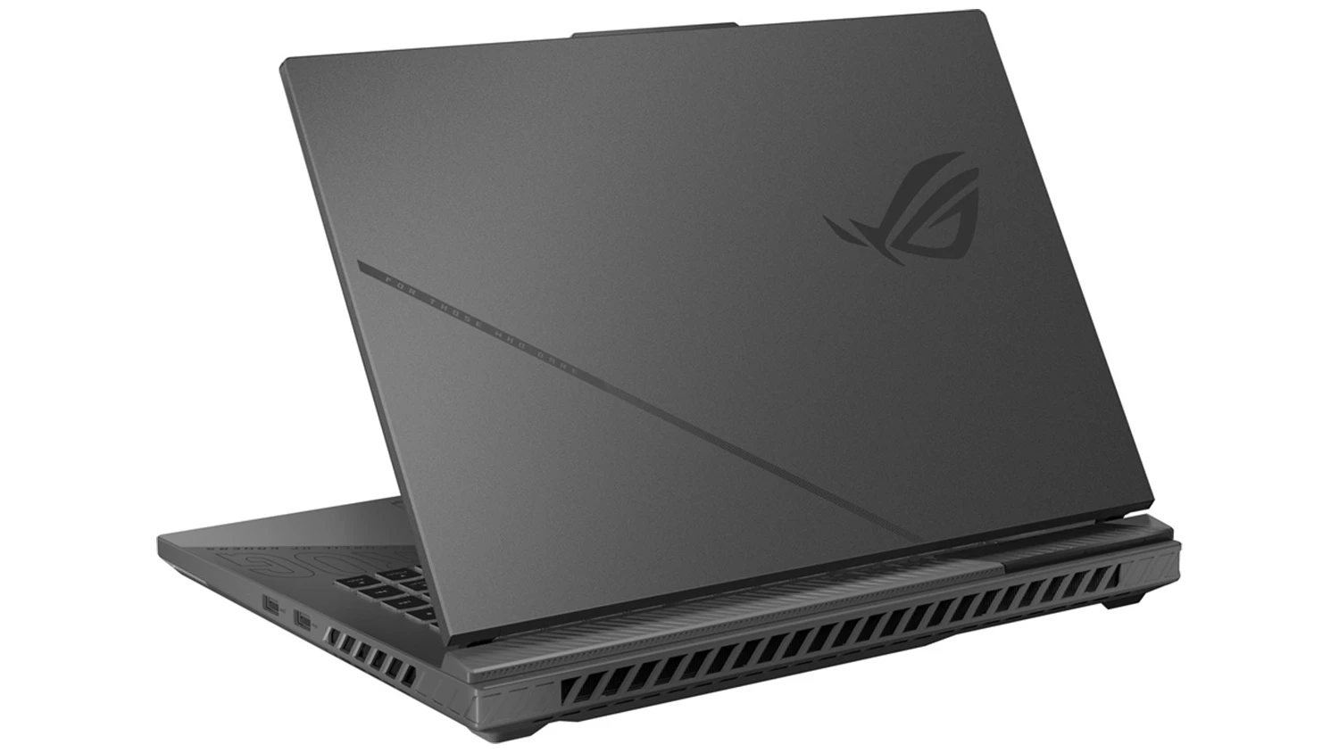 Pohled &scaron;ikmo zezadu na notebook Asus ROG Strix G16
