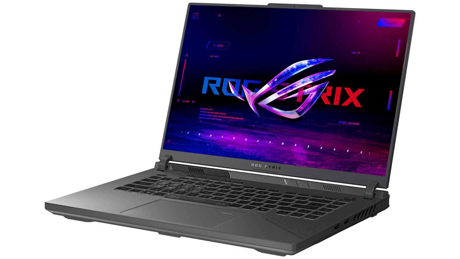 Hern&iacute; notebook Asus ROG Strix G16 pohled &scaron;ikmo zepředu