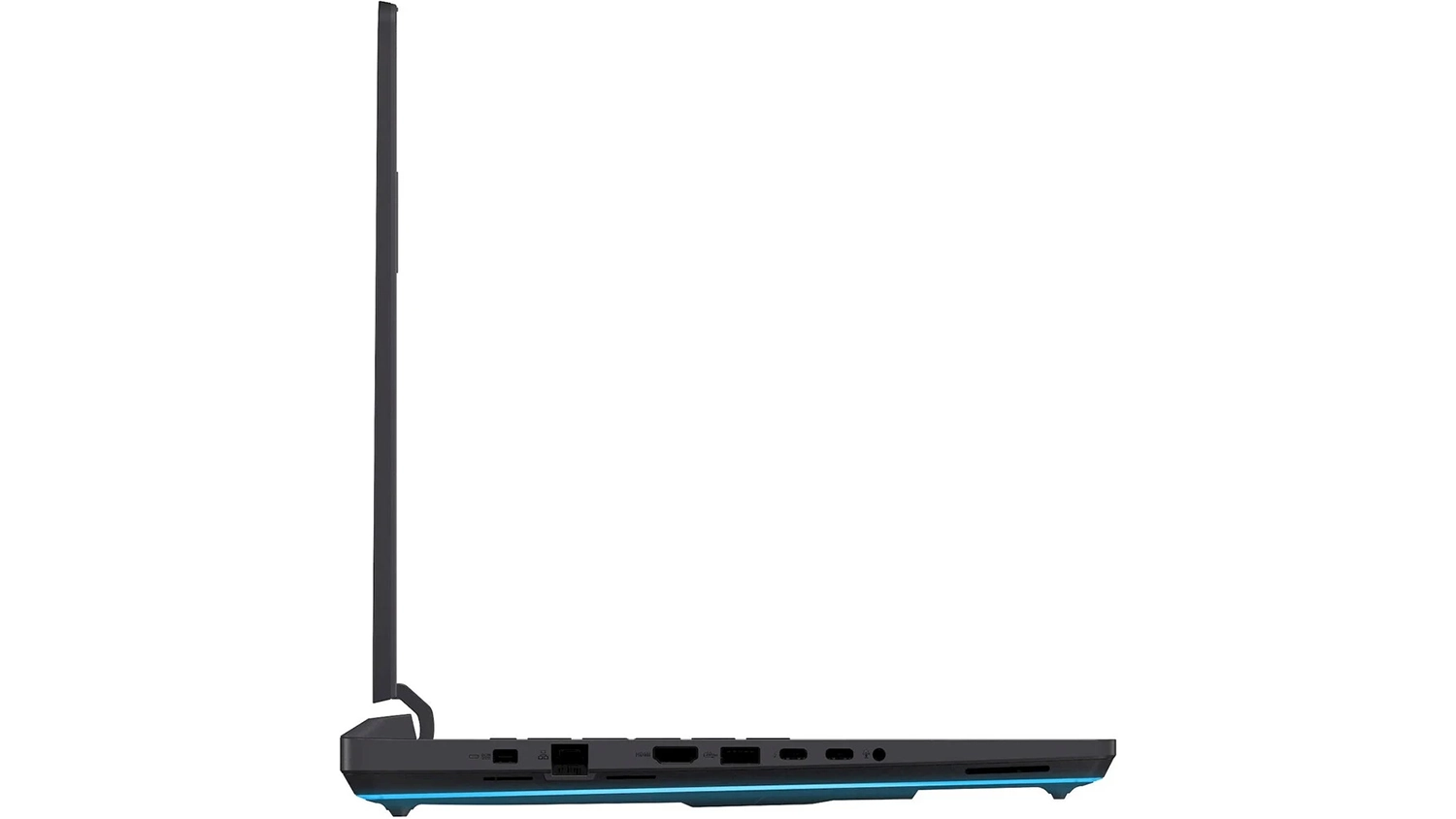 Pohled ze strany na porty notebooku Asus ROG Strix G16