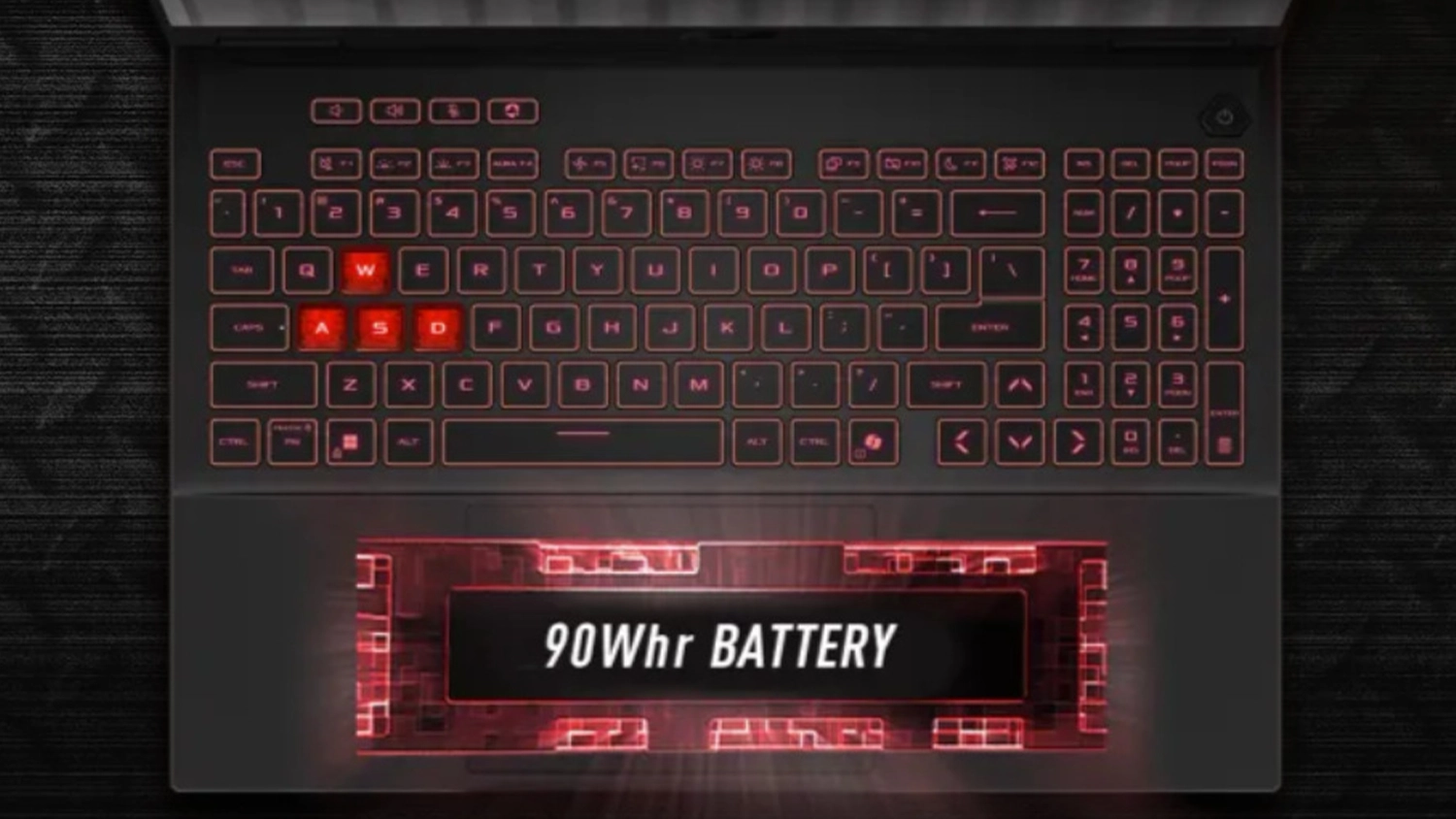 Vizualizácia 90Wh batérie notebooku ASUS TUF Gaming A18