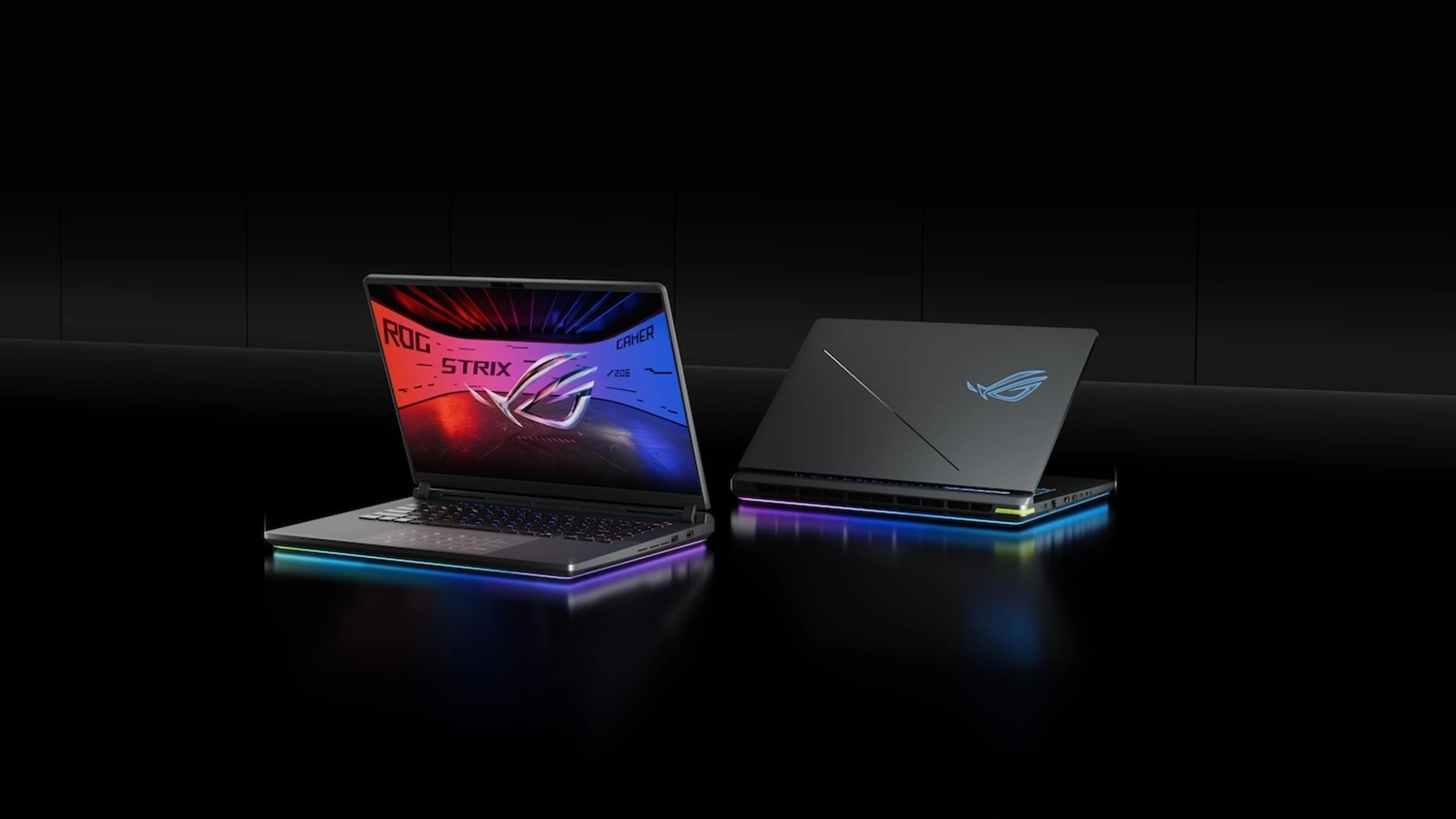 Tmavé pozadí s notebooky ASUS