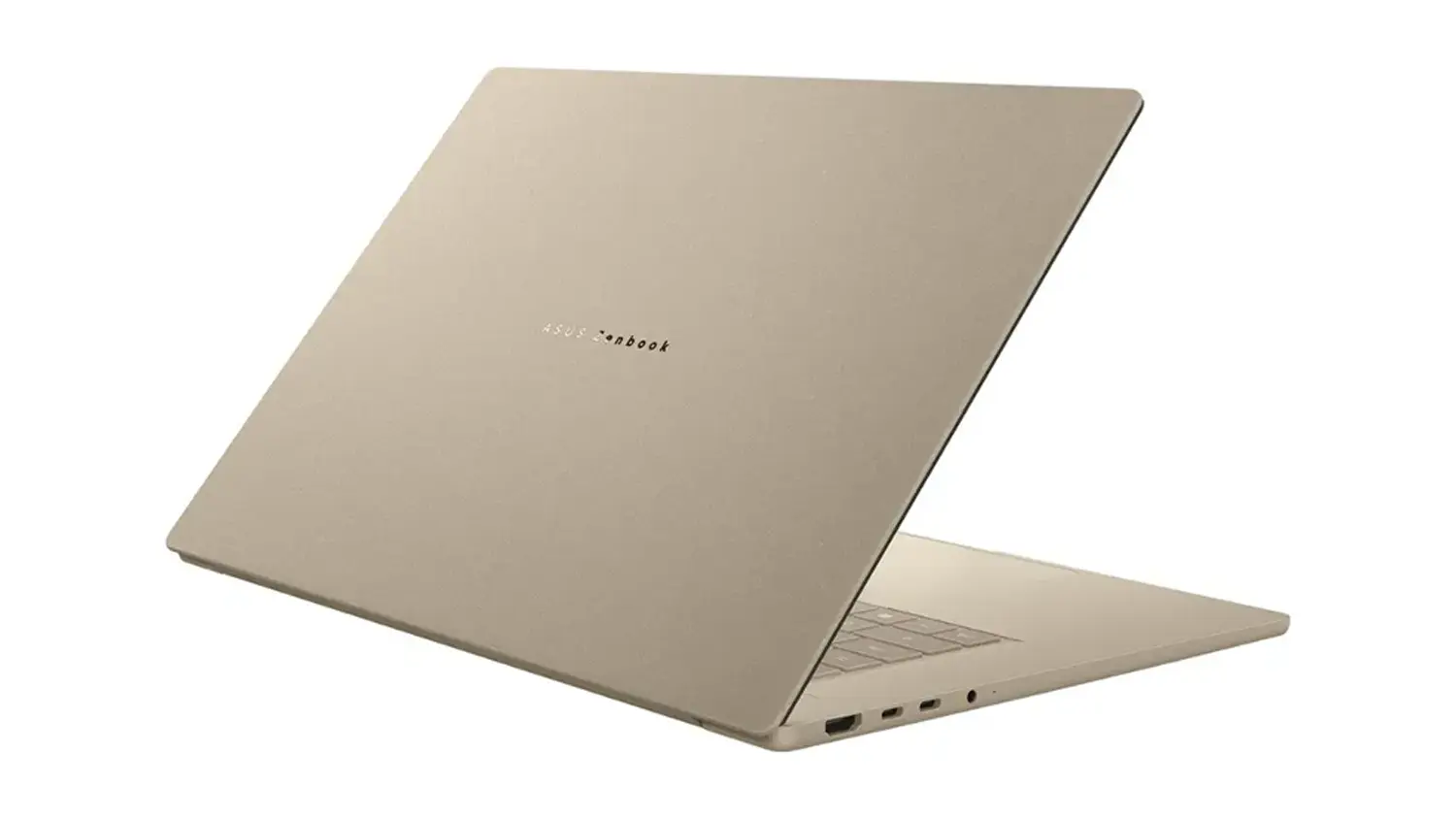 Pohled šikmo zezadu na notebook Asus Zenbook A16